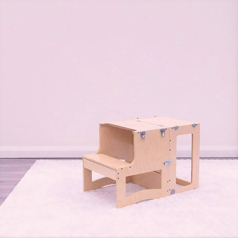 MY HAPPY HELPERS  - TAVOLO - Convertible Learning Tower - Tower to Table - Varnished Birch
